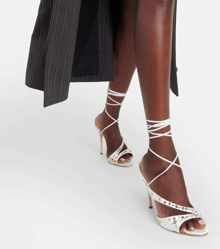 Alessandra Rich Embellished silk satin sandals