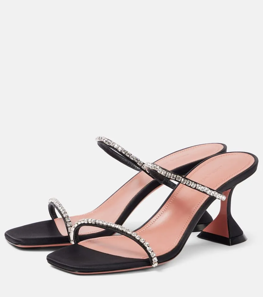 Amina Muaddi Gilda 70 embellished satin mules