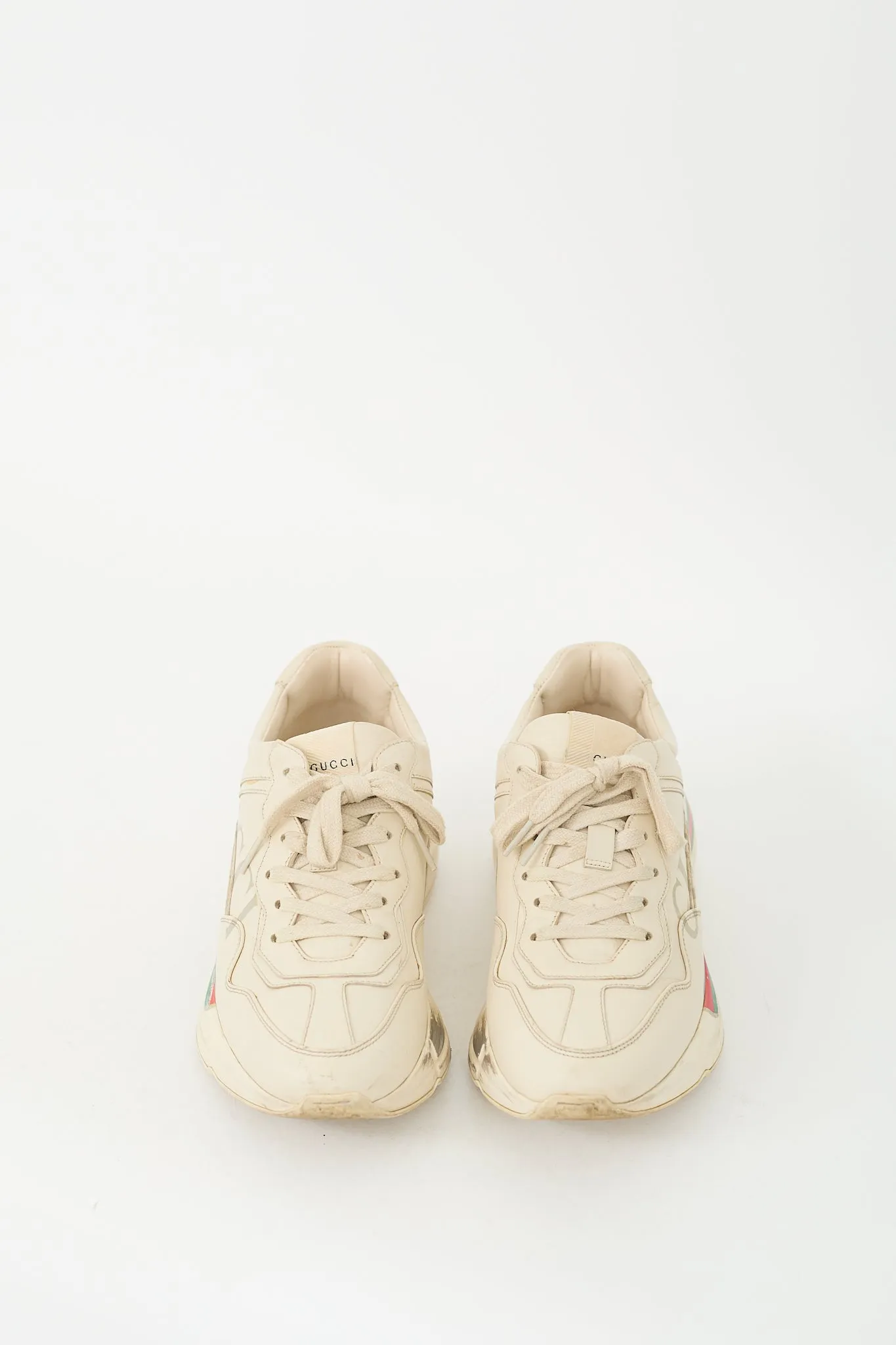 Beige Leather Rhyton Logo Sneaker