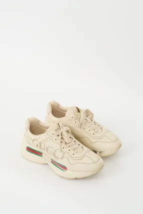 Beige Leather Rhyton Logo Sneaker