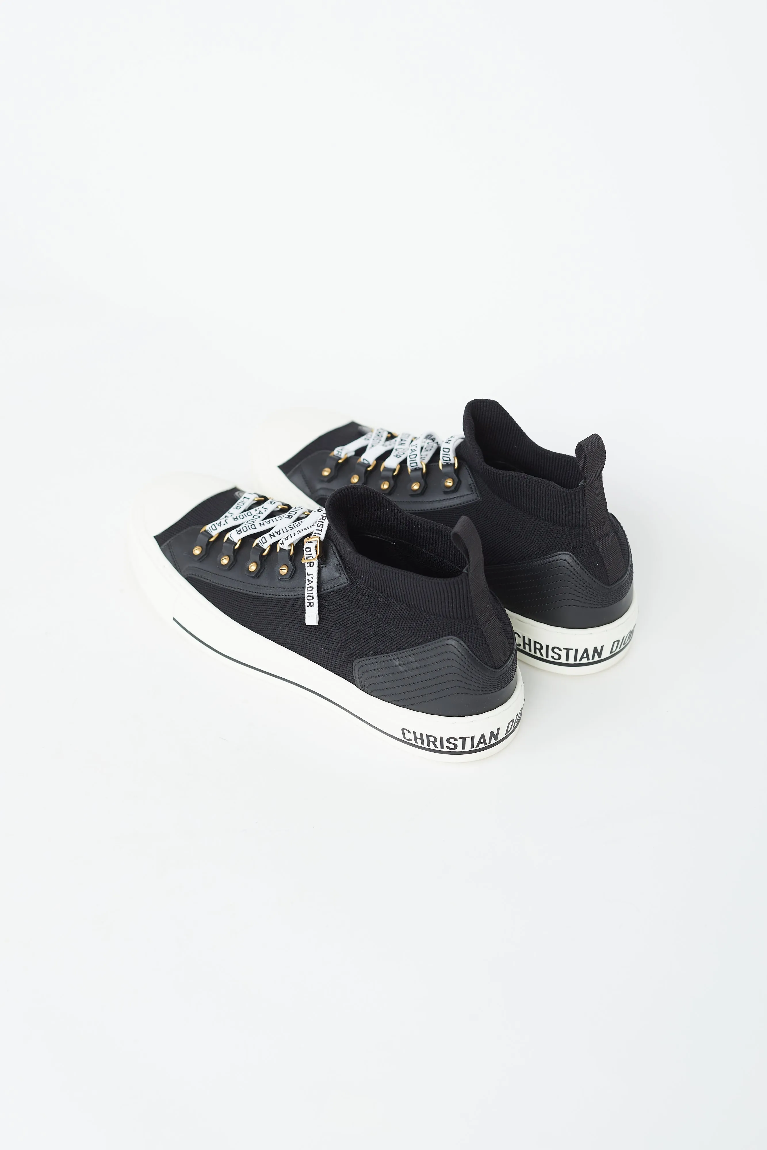 Black Knit & Leather Walk'N'Dior High-Top Sneaker
