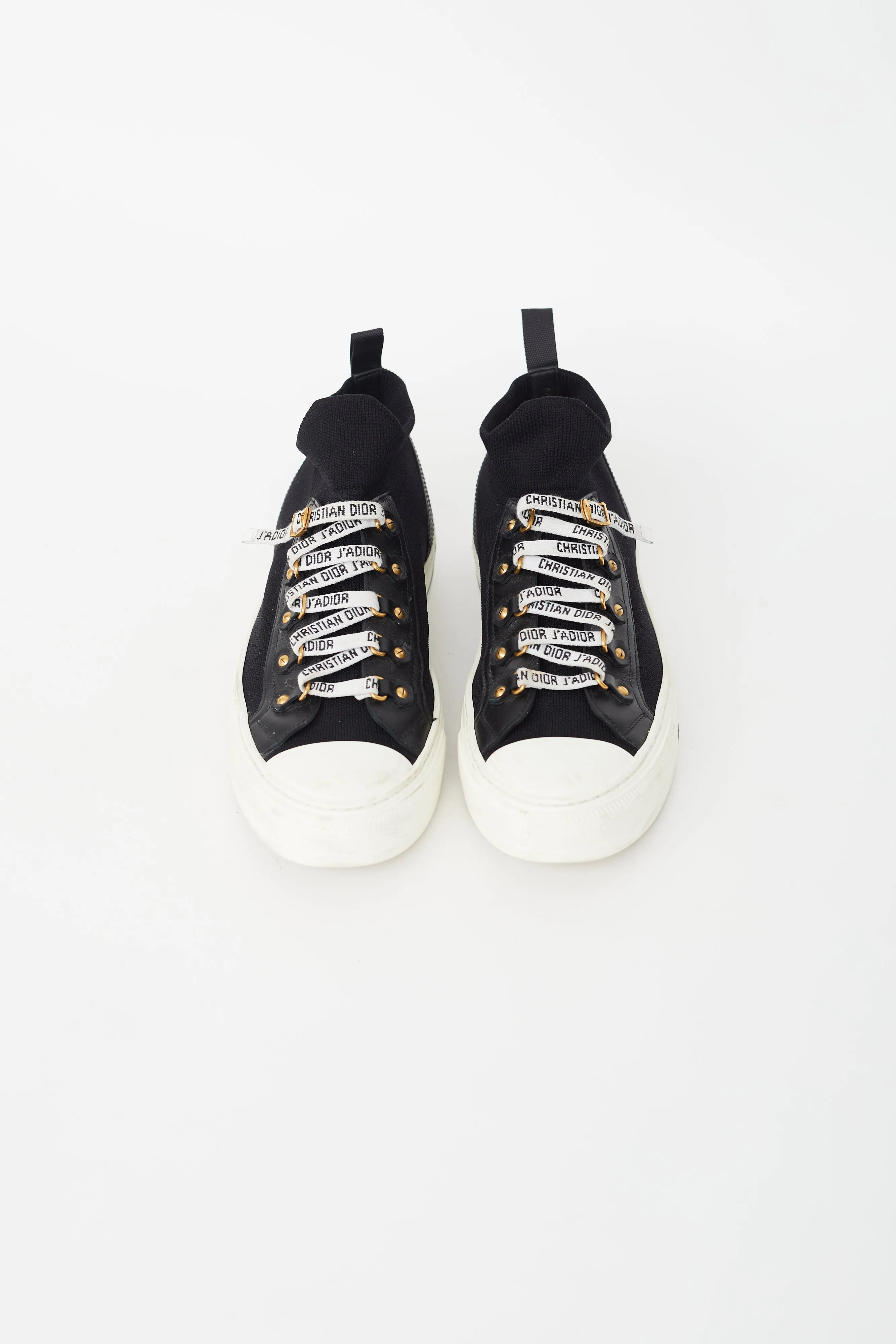 Black Knit & Leather Walk'N'Dior High Top Sneaker