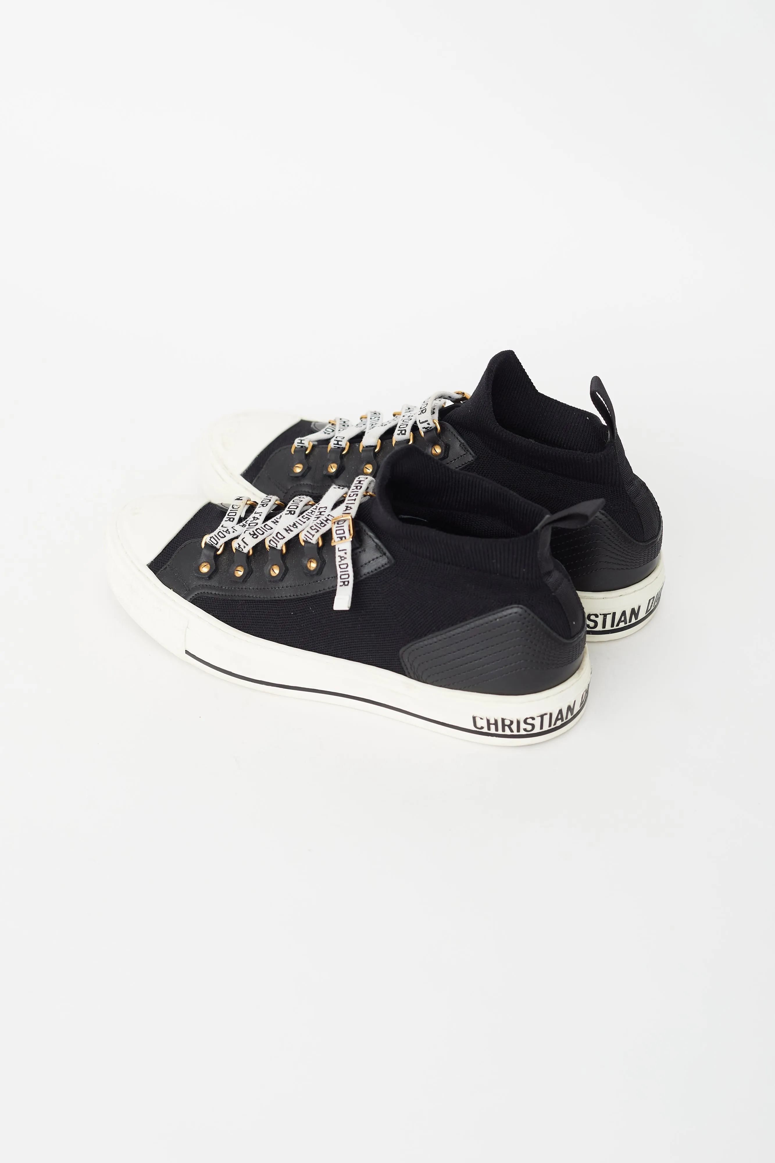 Black Knit & Leather Walk'N'Dior High Top Sneaker