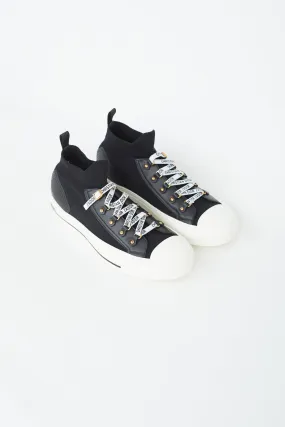 Black Knit & Leather Walk'N'Dior High-Top Sneaker