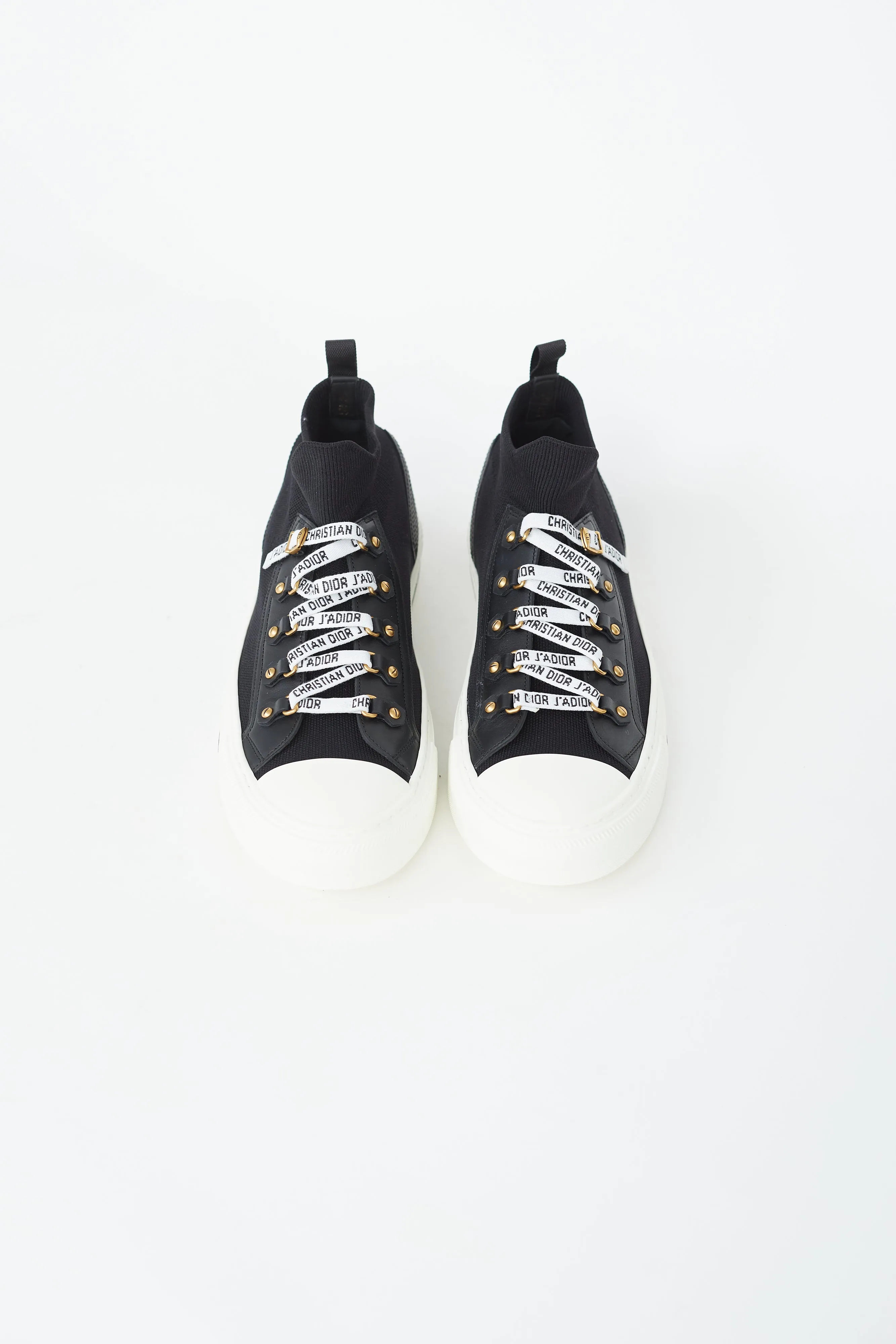Black Knit & Leather Walk'N'Dior High-Top Sneaker