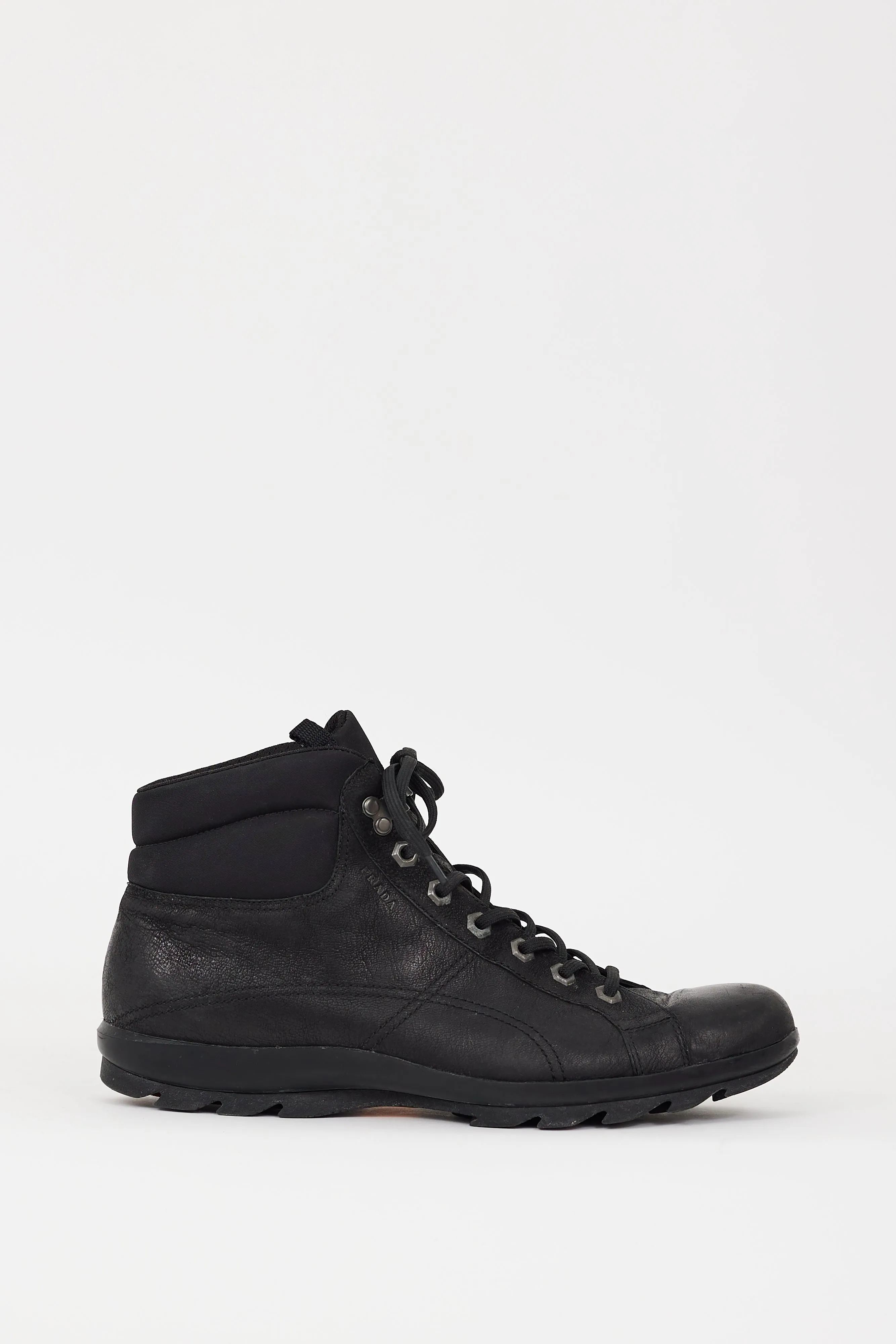 Black Leather & Nylon Sneaker