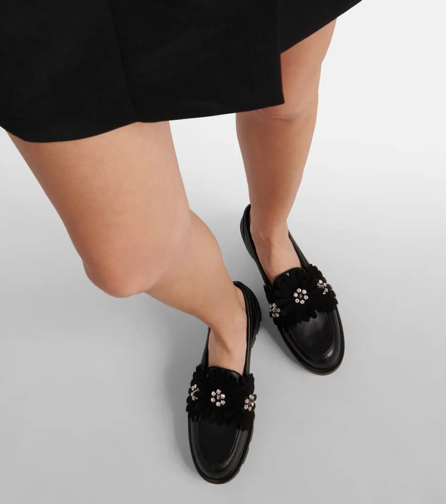 Christian Louboutin Flora Moc embellished leather loafers