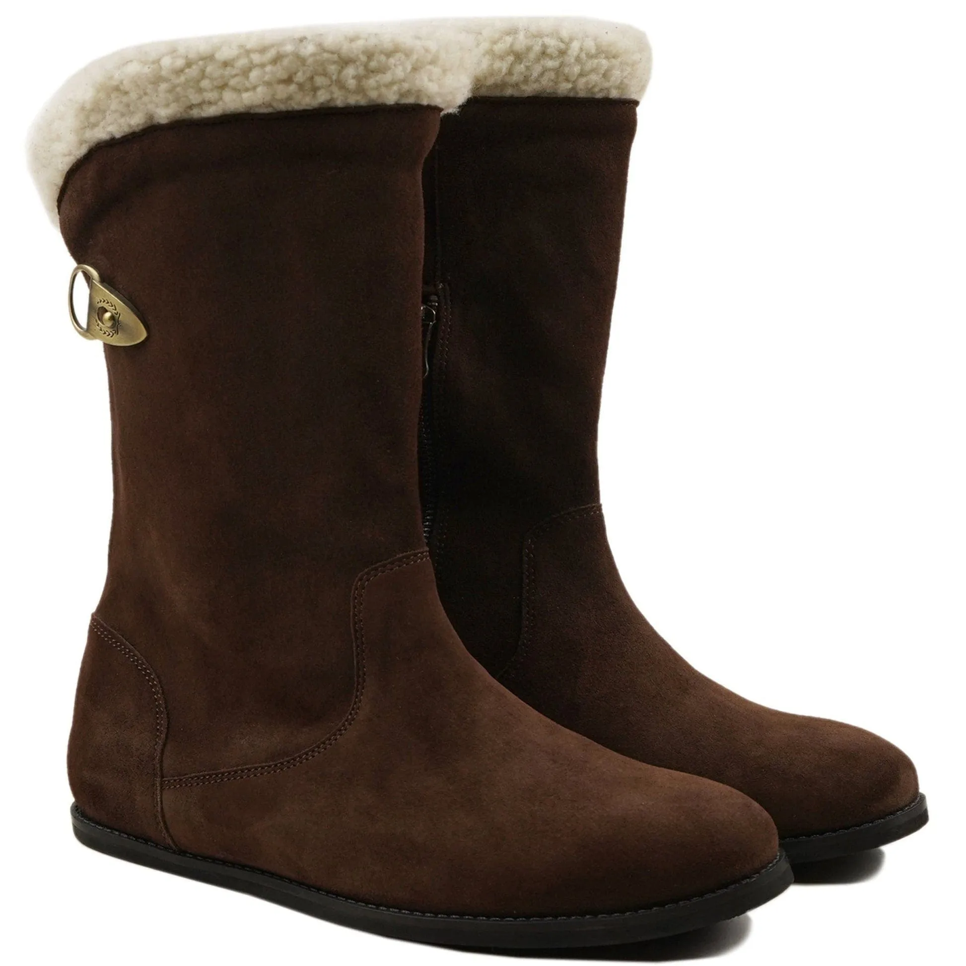 Custom-Made Suede Leather Women's Ankle High Furr Boots