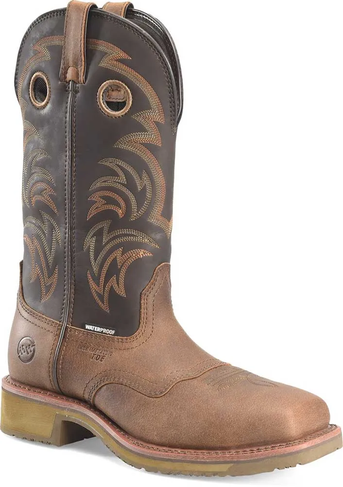 Double-H Boots Men's 13"" Wp Wide Sq Dark Brown