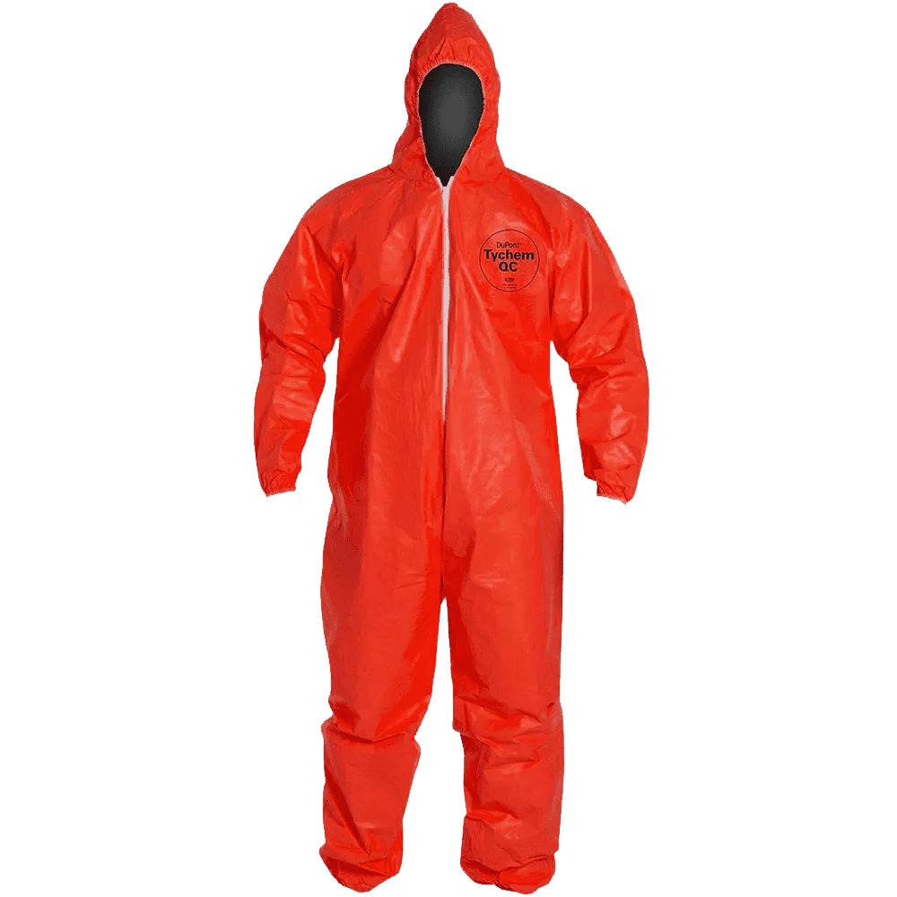Dupont QC127S Tychem Fabric Protective Coverall with Hood Disposable Elastic Cuff