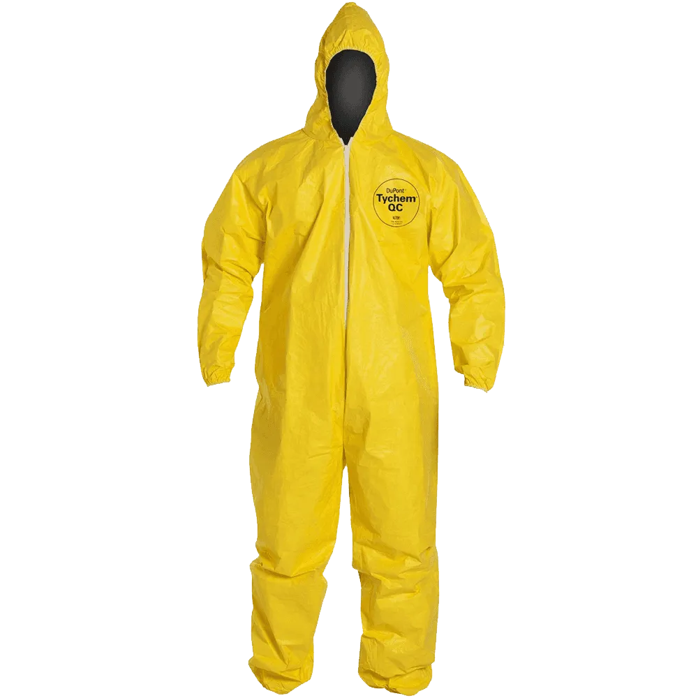 Dupont QC127S Tychem Fabric Protective Coverall with Hood Disposable Elastic Cuff