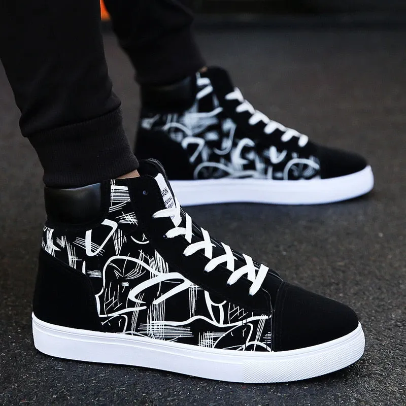 flowersverse Fashion Men Shoes New Men Casual Shoes High Top Sneakers Men Vulcanized Shoes Platform Sneakers Quality Mens Sneakers Masculinas