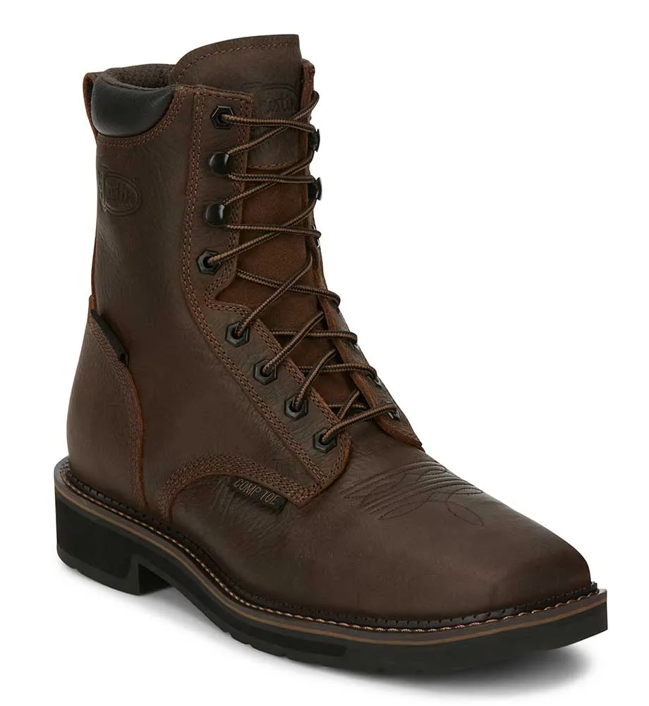 Justin Men's Driller 8 Inch WP CT Lace-Up Work Boot