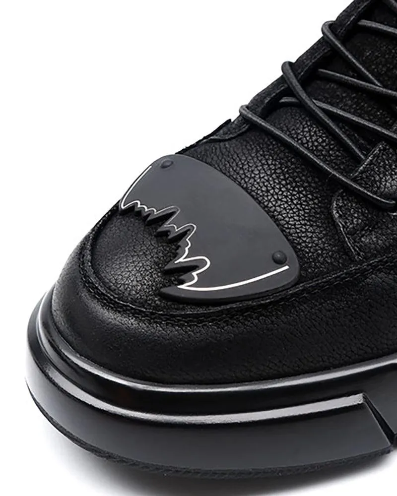 Motorcycle Leather High-top Techwear Sneakers