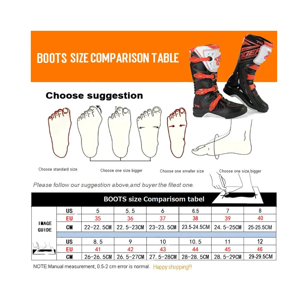 TIGER Motocross Professional Men’s Off-Road Racing Boots T3 Black - 863381